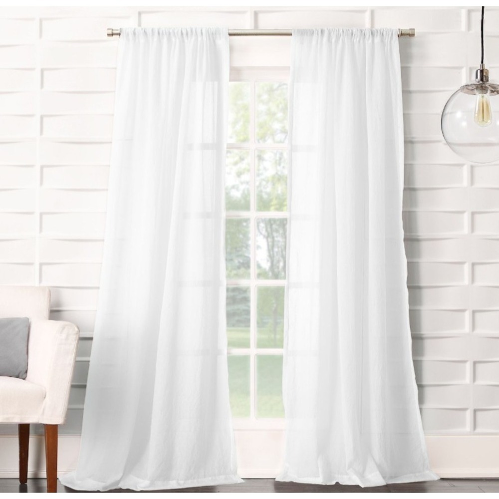 x2 Lichtenberg No. 918 Sheer Rod Pocket Curtain Panels White 🤍